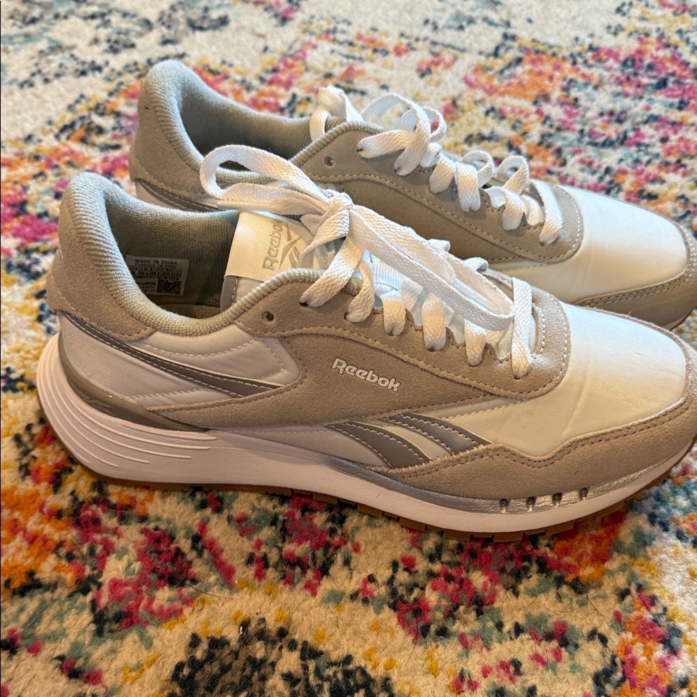 Reebok Classic White and Gray Athletic Shoes